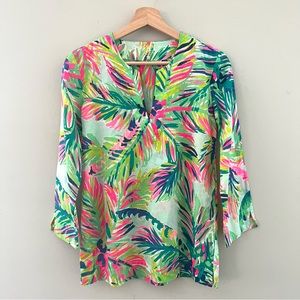 Lilly Pulitzer Cotton Island Time Tunic Amelia Island Green Pink Palm XXS